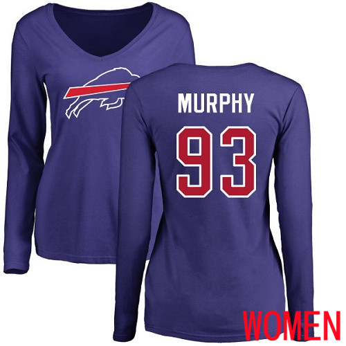 NFL Women Buffalo Bills #93 Trent Murphy Royal Blue Name and Number Logo Long Sleeve T Shirt